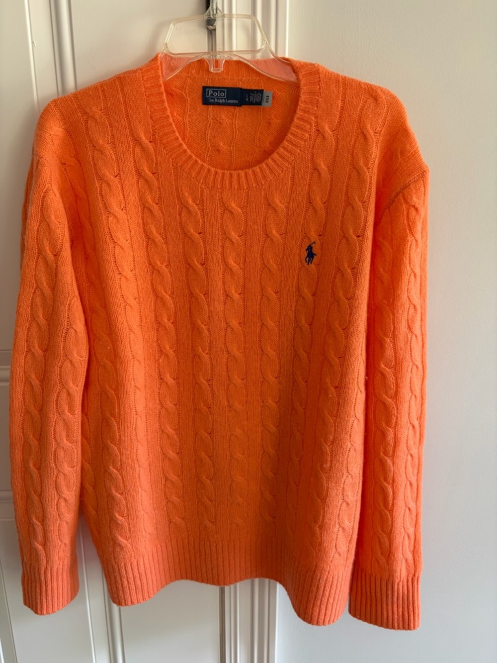 Polo by Ralph Lauren Women’s Orange Cable-Knit Crewneck Sweater
